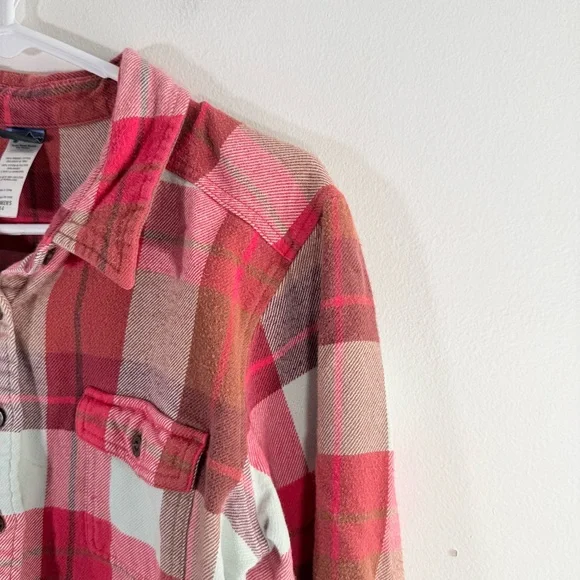 Patagonia Women’s Long Sleeve Fjord Flannel Button Down Shirt Red White 14 - Picture 4 of 10